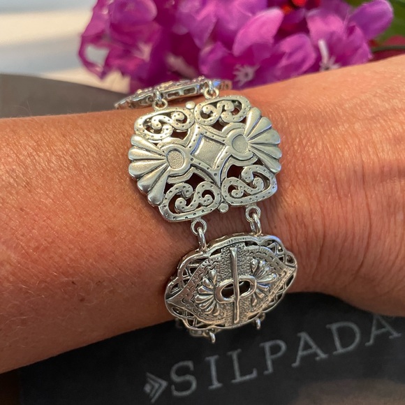 Silpada Sterling Silver Story Book Intricate Artisan Design Bracelet B2907 - Picture 9 of 15